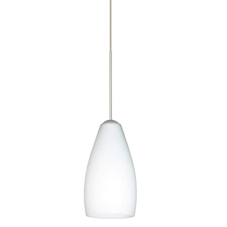 Besa Lighting Karli Cord Pendant, Opal Matte, Satin Nickel Finish, 1x50W Halogen 1XT-719807-SN